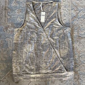 Anthropologie Metallic Silver Tank Top